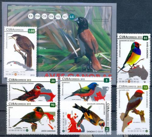 Куба-Птицы-2015. Чистые - Блок + серия 6 марок. MNH.