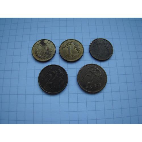 1 и 2 злотых, 5 монет, Польша.