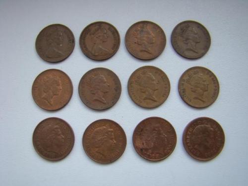 1 пенни, погодовка 1971-2008 гг., Великобритания (см. описание).