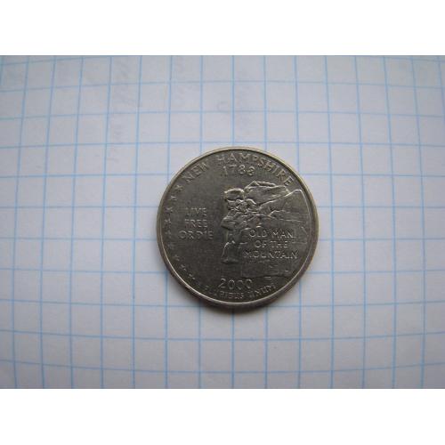 25 центов квотер 2000 г. D из серии "штаты" Нью-Гемпшир США