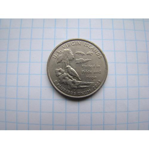 25 центов квотер 2009 г. из серии "територии" Американские Виргинские острова, США