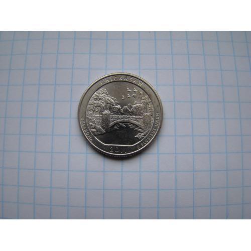25 центов квотер 2011 г. D из серии "национальные парки" Оклахома Chickasaw США.