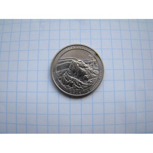 25 центов квотер 2014 г. D из серии "национальные парки" Шенандоа, США.