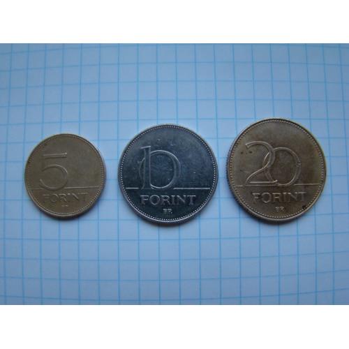5, 10, 20 форинтов, Венгрия (см.описание).