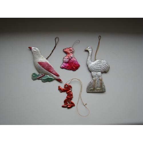 Старые елочные игрушки, картонаж 4 шт. из СССР.