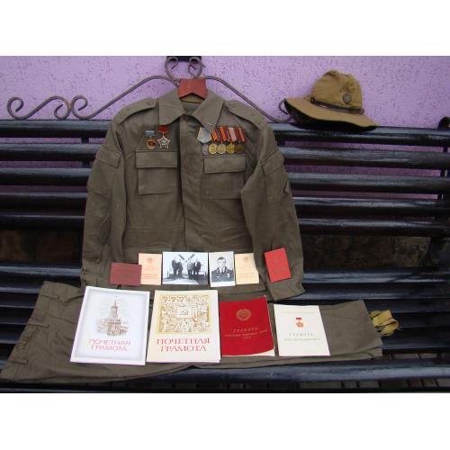 Форма Афганка с панамой ст.лейтенанта ИАС ВВС СССР + медали, доки, фото (интернационалист, афганец).