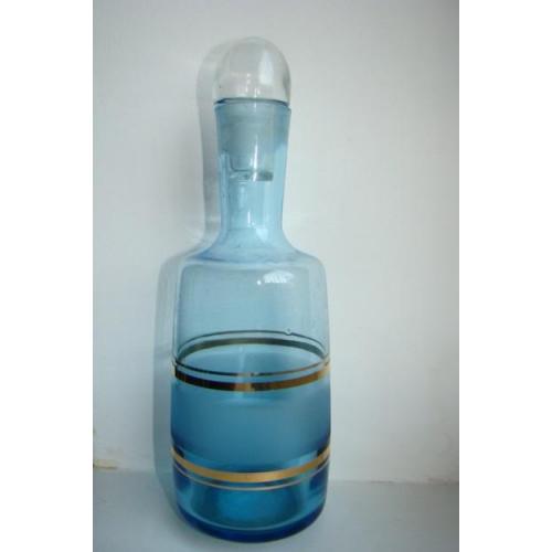 Графин под водку, голубое стекло, позолота из СССР.