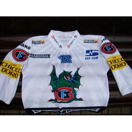 Хоккей, клубная футболка, свитер, майка ХК Фрибург-Готтерон, Швейцария с автографами хоккеистов.