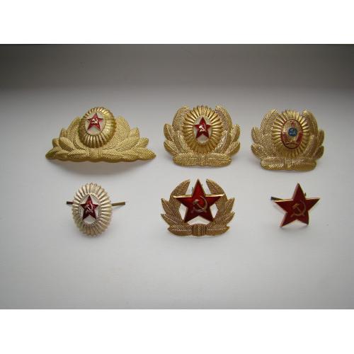 Кокарды офицерские и солдатские 6 шт. ВС и МВД СССР.
