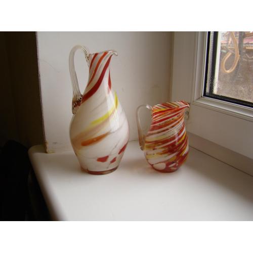 Кувшин 2 шт. цветное стекло из СССР.