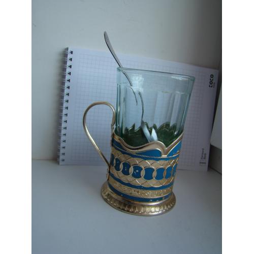 Подстаканник, стакан и ложка из СССР.