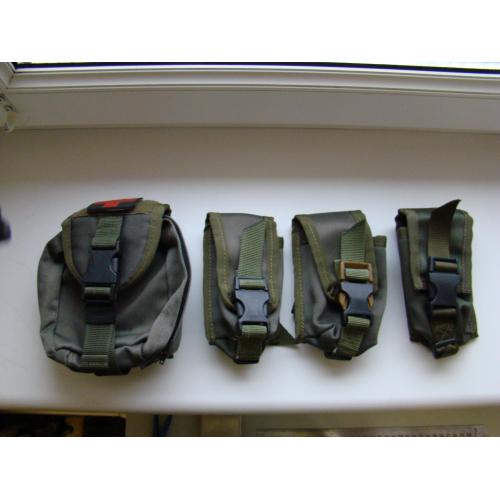 Подсумок тактический 4 шт., один из них Аптечка, цвет олива, Европа.