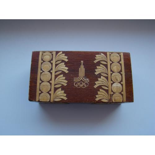 Деревянная шкатулка ручной работы Олимпиада 80 из СССР.