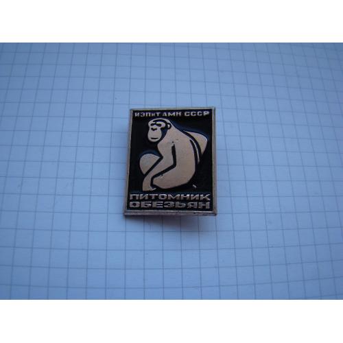 Значок ИЭПиТ АМН СССР Питомник Обезьян Институт Экспериментальной Патологии Абхазия.