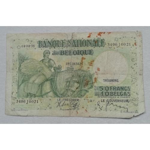 Бельгия 50 франк  1938 
