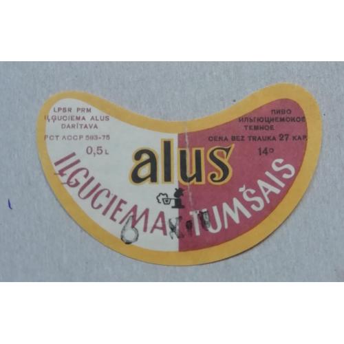 Этикетка пивная  ILGUCIEMS  TUMSAIS  ALUS пиво ИЛЬГЮЦИЕМСКОЕ ТЕМНОЕ Латвия, СССР-розпродаж КОЛЕКЦІЇ