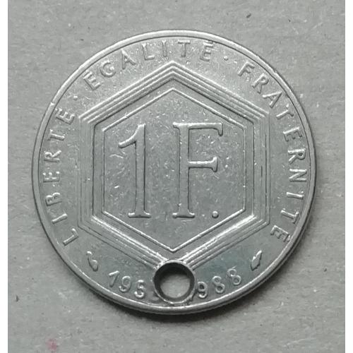  Франция 1 франк 1988   Шарль де Голль
