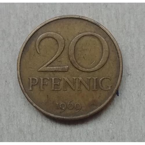 Германия - ГДР  20 пфеннігів 1969
