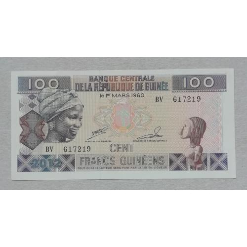  Гвинея 100 франков 2012 UNC