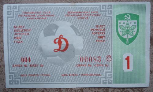 Лотерейный футбольный билет: КИЕВ-1987  1 ВЫПУСК перегиб
