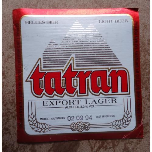 Пивные этикетки  TATRAN-Beer  Словакия