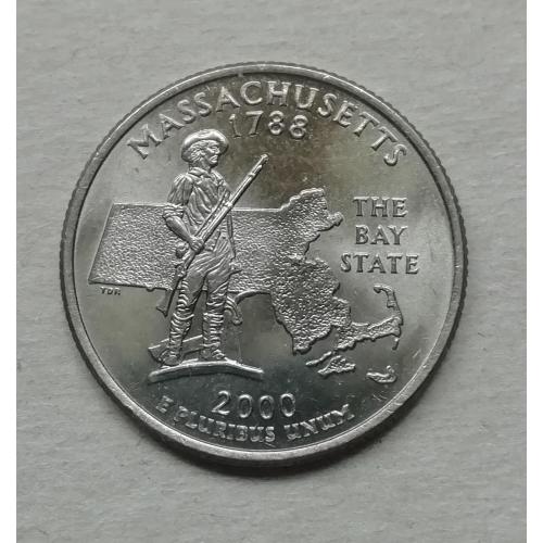 США 25 центов  2000 D  Массачусетс  UNC
