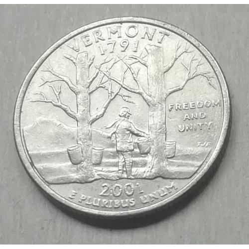  США 25 центов (квотер) 2001 P- Штаты и территории =Вермонт