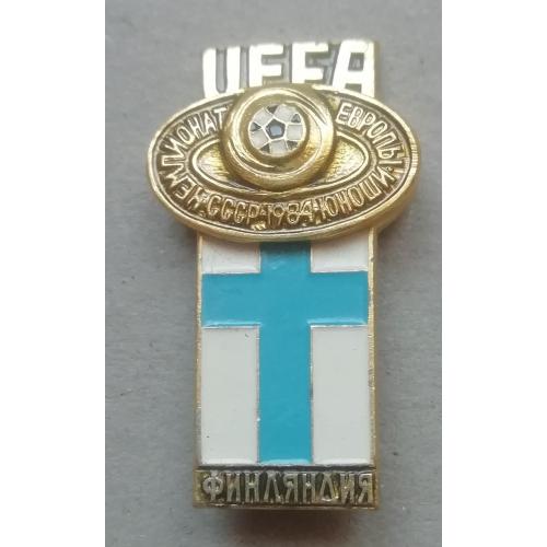 Значок из серии чемпионат Европы 1984 по футболу юноши-сборная ФИНЛЯНДИЯ флаг