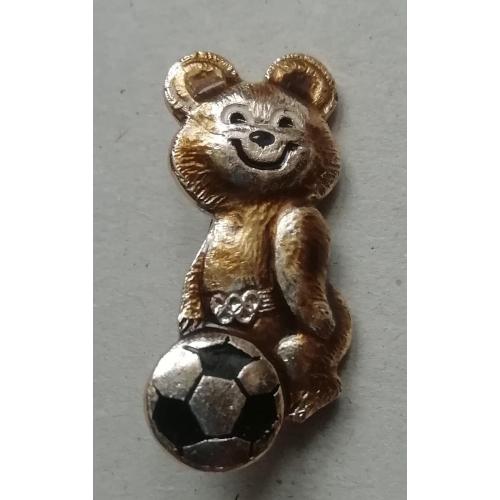 Знак, значок Олимпийский мишка  КИЕВ 1980 С мячом