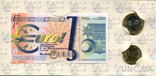Италия 1997 1998 ЭККО евро UNC банкнота + 2 монеты