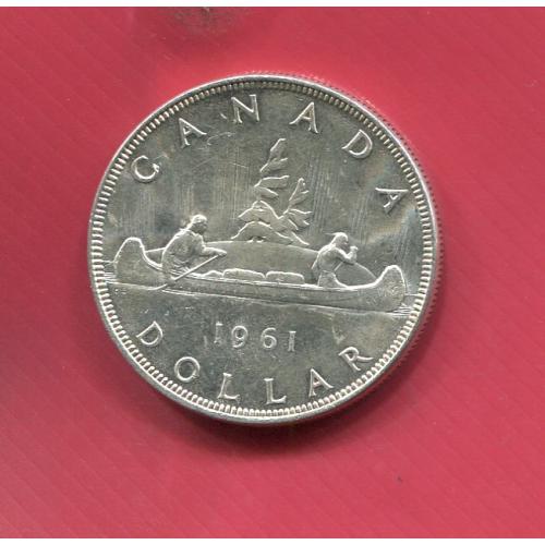 Канада 1 доллар 1961 аАНЦ  серебро/800 Каноэ