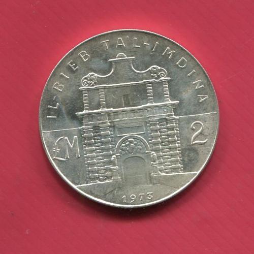 Мальта 2 фунта 1973 UNC серебро Юбилейные