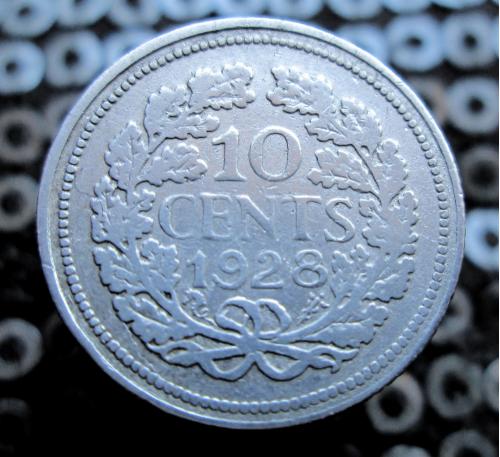 10 центов 1928 г. Нидерланды. Серебро. Оригинал.