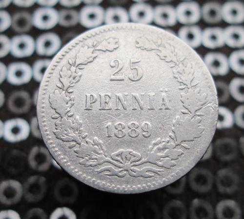25 пенни 1889 г. Россия для Финляндии.Серебро.Оригинал.
