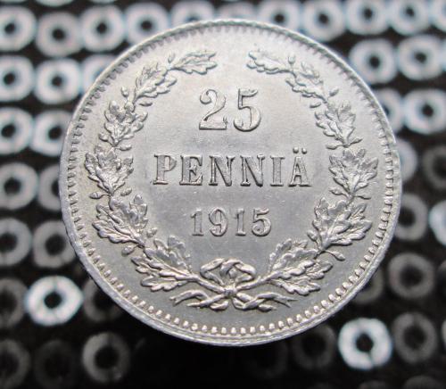 25 пенни 1915 г. Россия для Финляндии.Серебро.Оригинал.