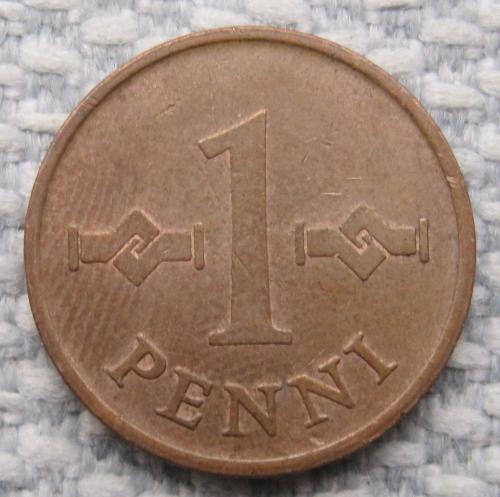 Финляндия 1 пенни 1969 года #13694