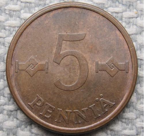 Финляндия 5 пенни 1971 года #13697