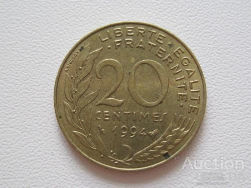 Франция 20 сантимов 1994 года. Пчела #9786