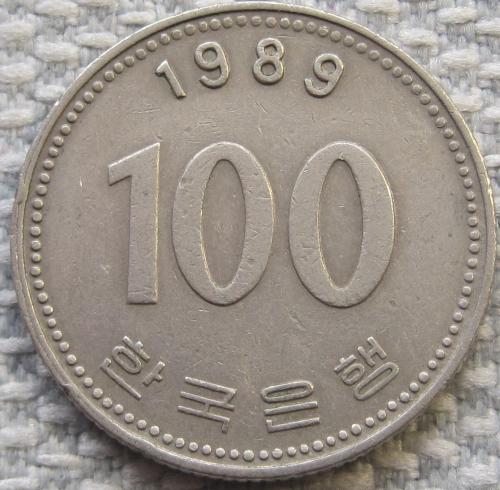 Южная Корея 100 вон 1989 года #11605