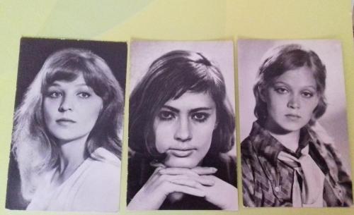Открытки с фото актрис: Ольга Остроумова, Ирина Шевчук, Виктория Федорова - 1974 г. и 1977 г.