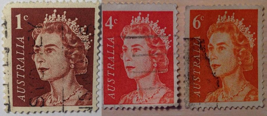 Марки из серии королева Елизавета II 1966 год. Австралия 