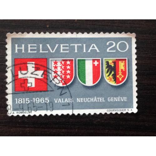 Марка. Valais Neuchatel Geneve 1815-1965. Швейцария. 