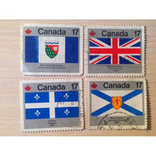 Марки из серии Флаги Канады. 