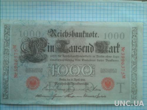 1000 марок 1910 год.