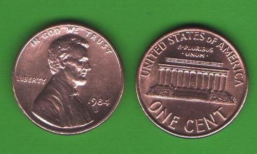 1 цент США 1984 D