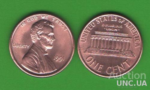1 цент США 1991