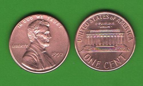 1 цент США 1992 