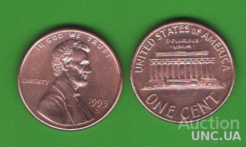 1 цент США 1993 D
