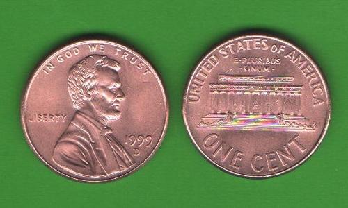 1 цент США 1999 D 