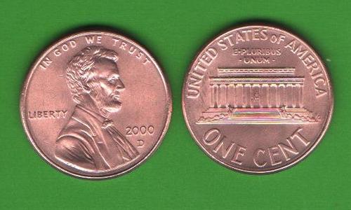 1 цент США 2000 D